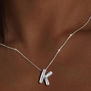 BRAND NEW, STILL IN THE PACKAGE Trendy Bubble Initial Charm and Necklace, "K"